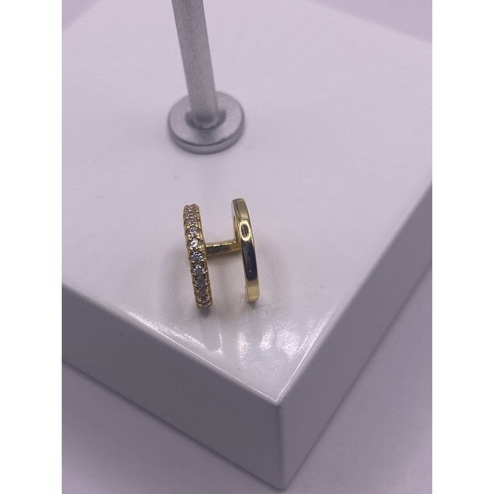 Gold Plated Double Hoop Sterling Silver CZ